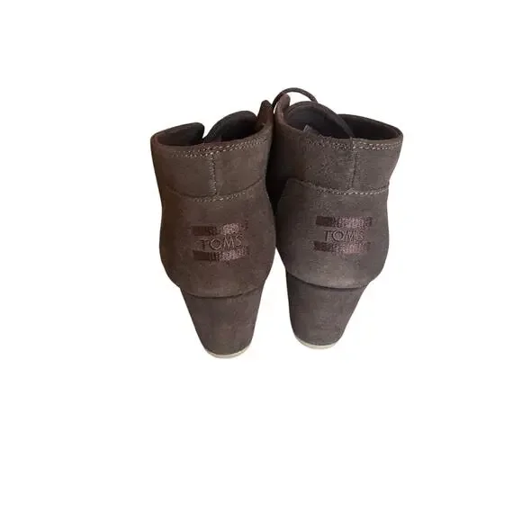 TOMS Desert Wedge Chocolate Brown Suede Size 9 - Picture 2 of 5